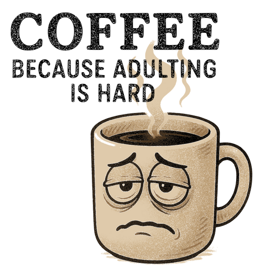 Coffee Quote Poster – 'Coffee Because Adulting is Hard' - Matte Design